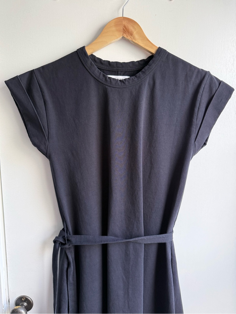 La Ligne Andie Dress XS Navy Cotton Belted Midi Dress